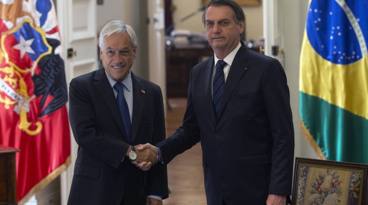 Sebastian Pinera, Presidente do Chile, e Jair Bolsonaro - AFP