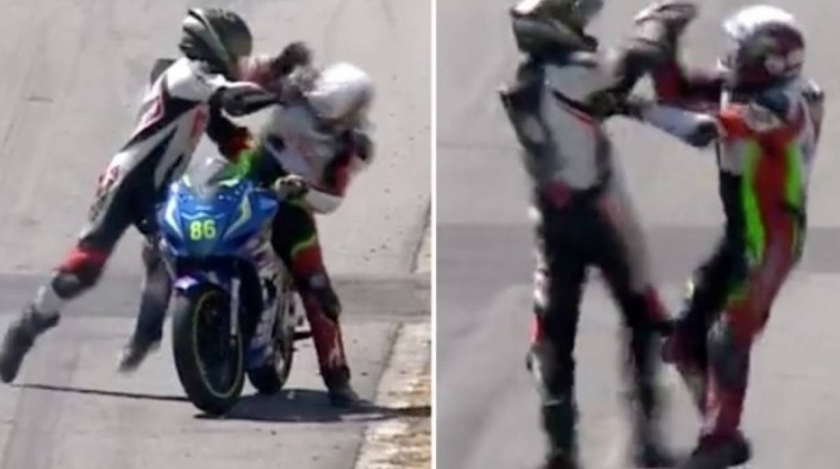 Pilotos se atracam e trocam socos em corrida de motos; veja o vídeo