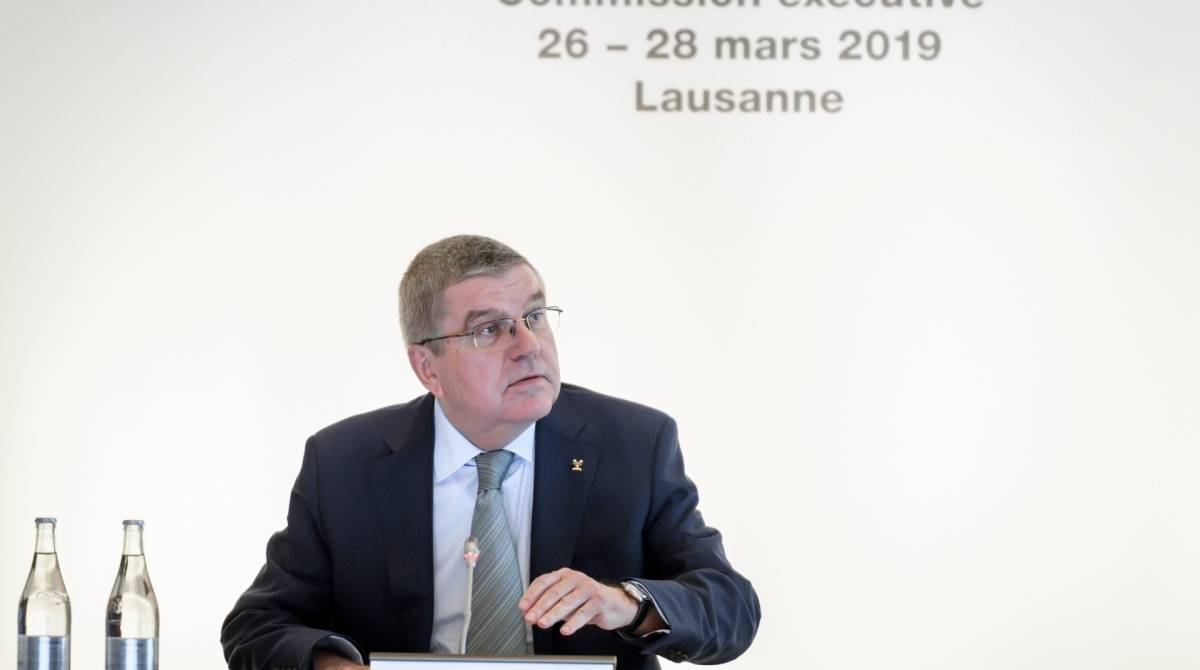 Presidente do Comit&ecirc; Ol&iacute;mpico Internacional, Thomas Bach -  Fabrice COFFRINI / AFP