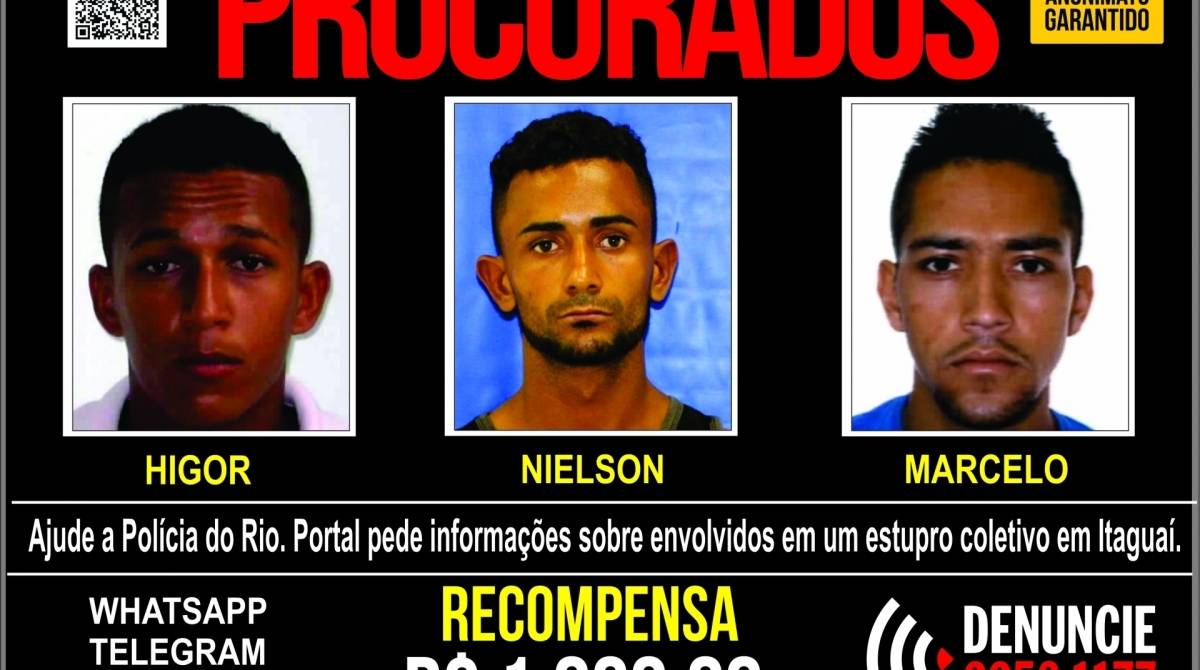 Portal dos Procurados divulgou cartaz com os três presos nesta quinta - Divulgação