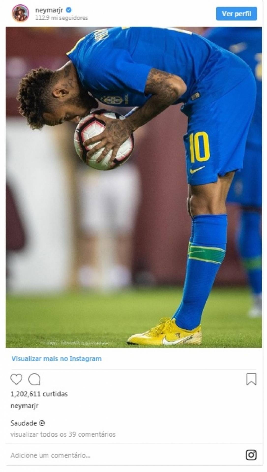 A postagem de Neymar