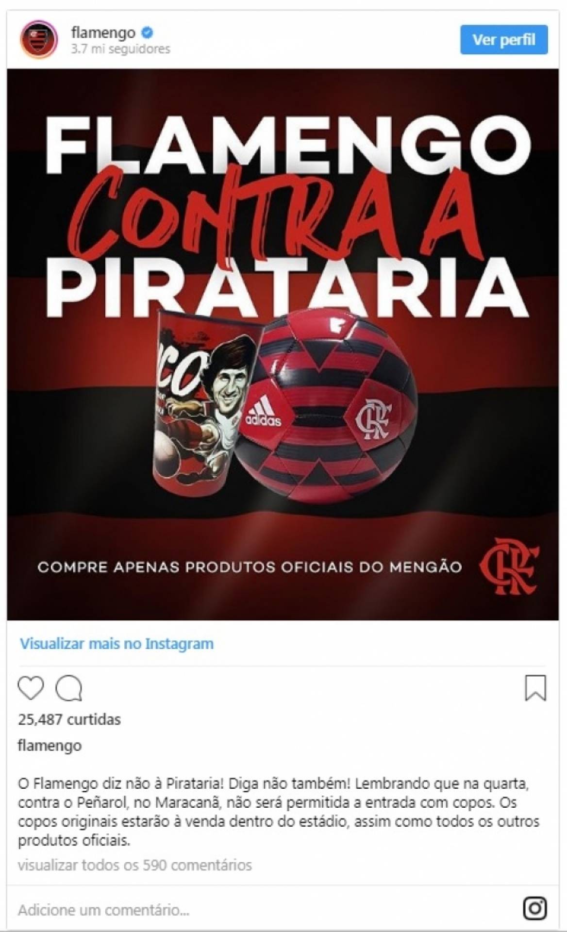 Postagem do Flamengo deu o que falar nas redes