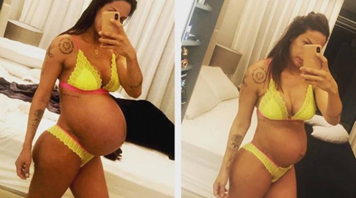 Lizi Benites mostra antes e depois da gravidez - Reprodução Internet