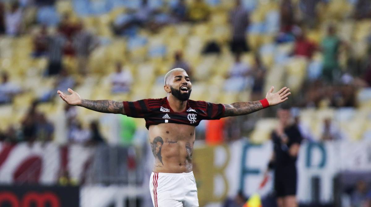 Gabigol comemora no Maracanã