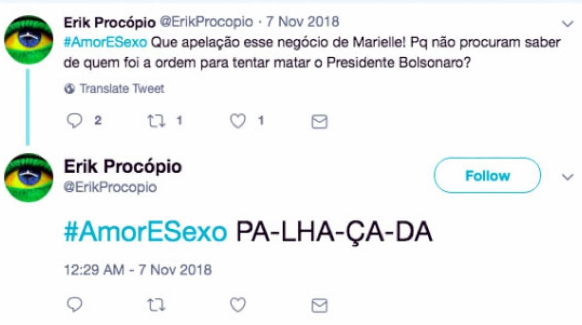 Postagens do ameaçador nas redes sociais