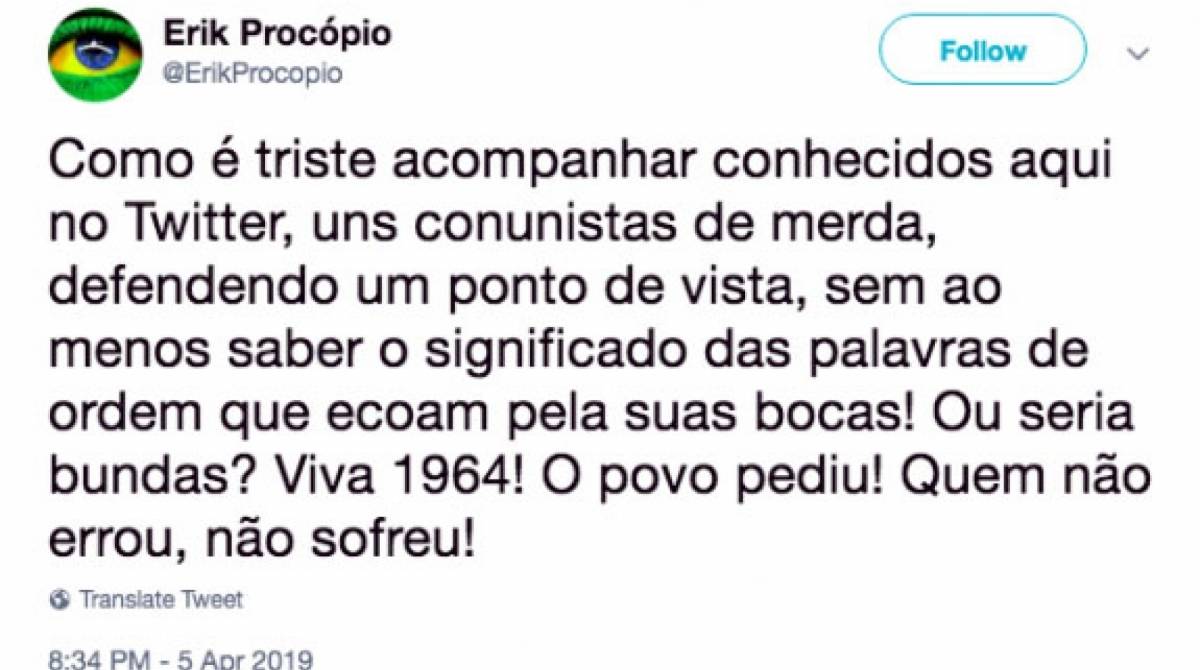 Postagens do ameaçador nas redes sociais