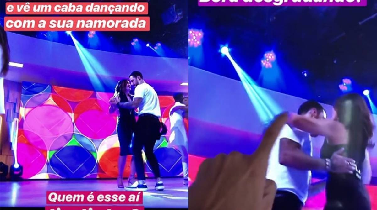 Túlio Gadelha fica enciumado ao ver Fátima Bernardes dançando com outro no 'Encontro' - Reprodução Internet