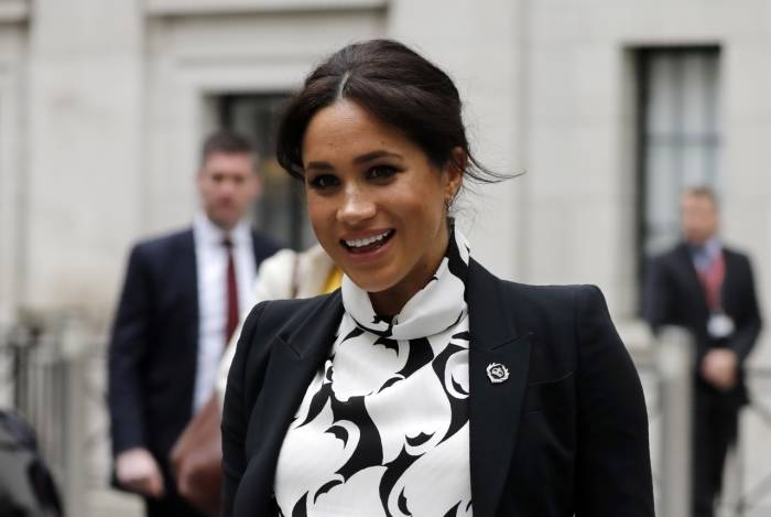 Nesta foto de arquivo tirada em 08 de março de 2019, a duquesa de Sussex, Meghan Markle, participa de um painel de discussão no Dia Internacional da Mulher em Londres - Tolga Akmen/ AFP