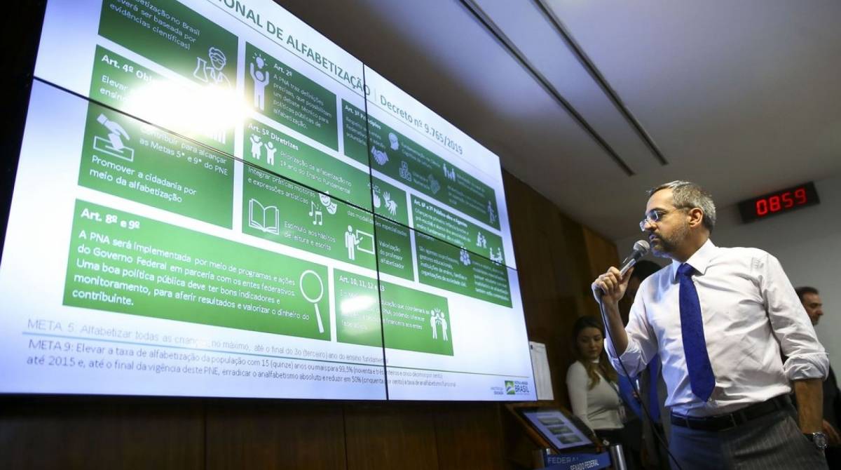 O ministro da Educação, Abraham Weintraub, durante audiência pública na Comissão de Educação, Cultura e Esporte do Senado - Marcelo Camargo/Agência Brasil