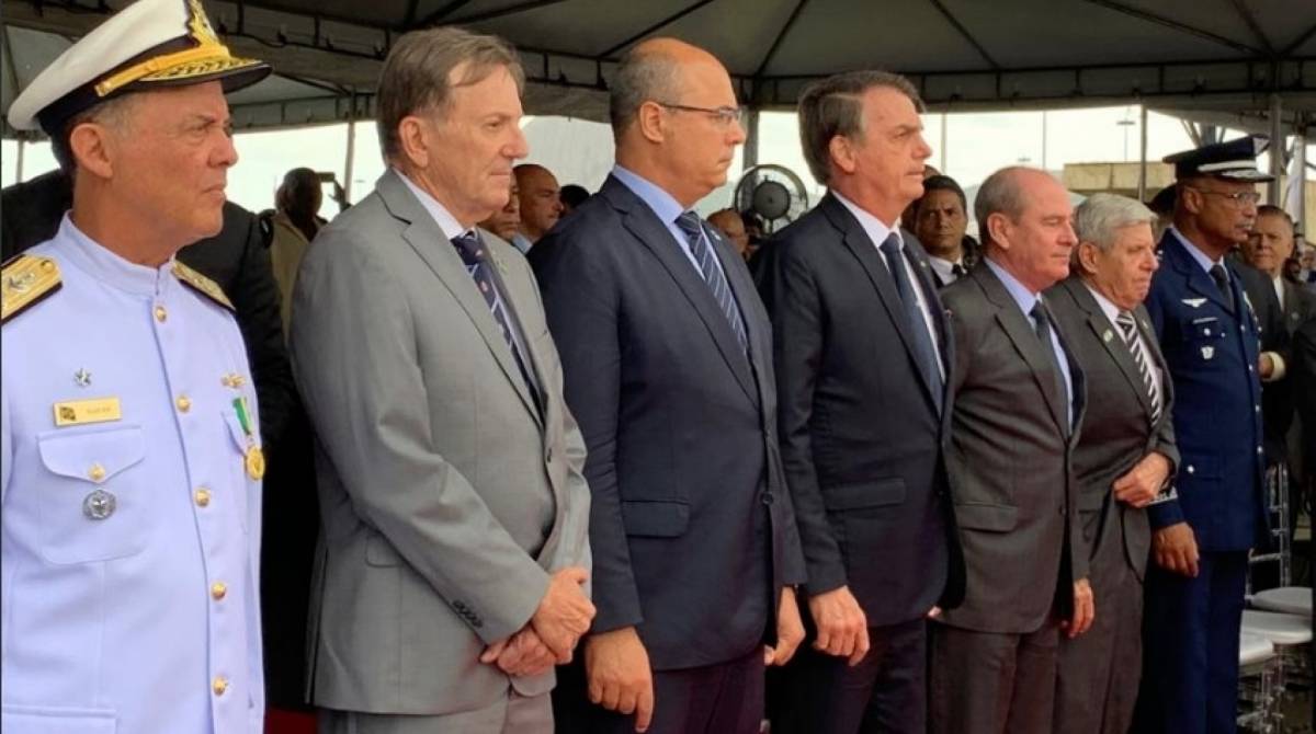 Governador Wilson Witzel, presidente Jair Bolsonaro e ministro Augusto Heleno participam de solenidade em homenagem à atuação brasileira na Segunda Guerra no Monumento aos Pracinhas, Zona Sul do Rio