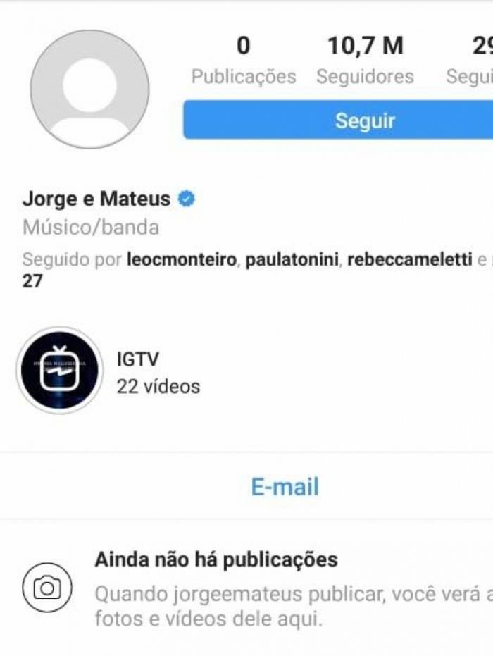 Jorge e Mateus deletam fotos do Instagram