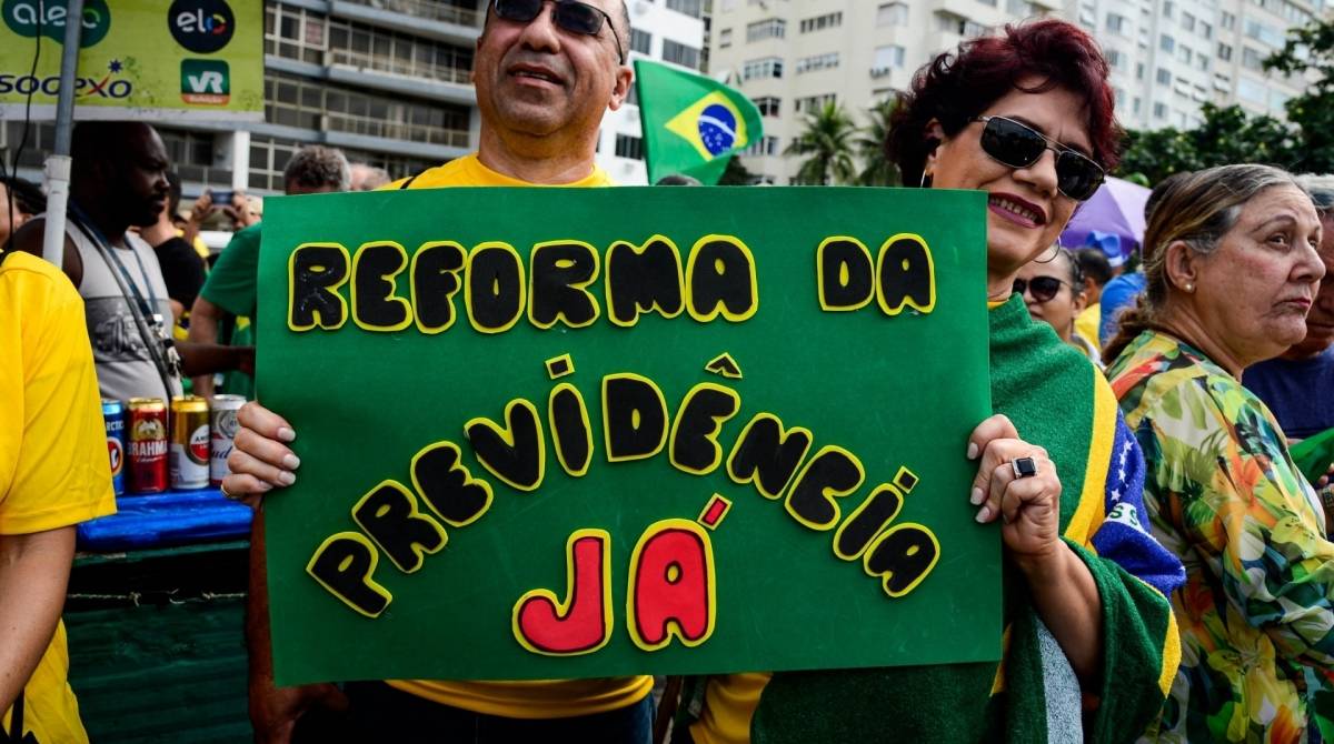 Protesto tamb&eacute;m defende a reforma da Previd&ecirc;ncia