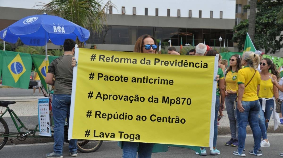 RJ - PROTESTO-APOIO-BOLSONARO - GERAL - Protesto em apoio ao governo do presidente Jair Bolsonaro no Rio de Janeiro (RJ), neste domingo (26). 26/05/2019 - Foto: SAULO ANGELO/FUTURA PRESS/FUTURA PRESS/ESTADÃO CONTEÚDO