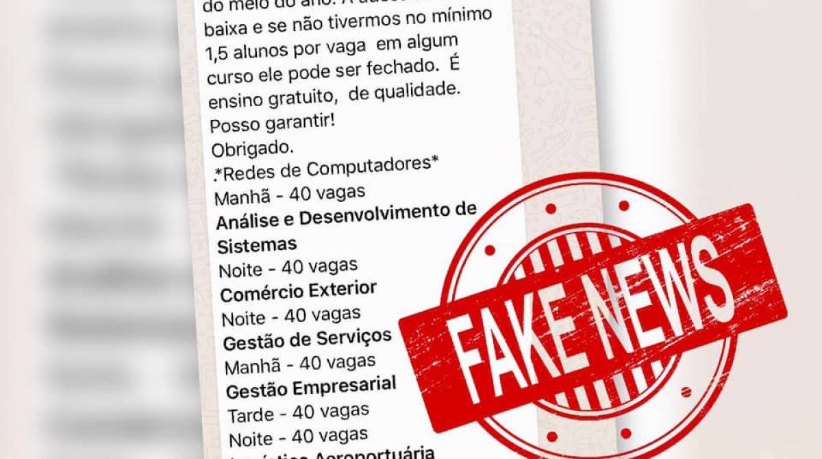 Faetec desmente fake news sobre cancelamento de cursos - Reprodução / Facebook