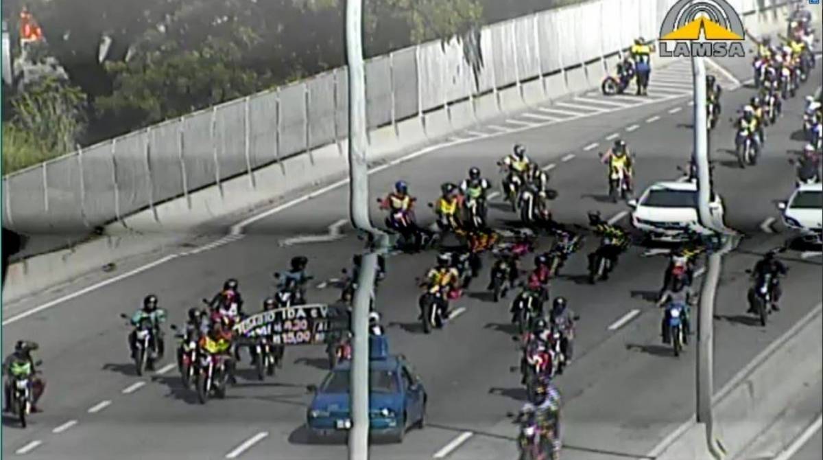 Motociclistas protestaram contra pedágio na Linha Amarela - Reprodução/ Lamsa