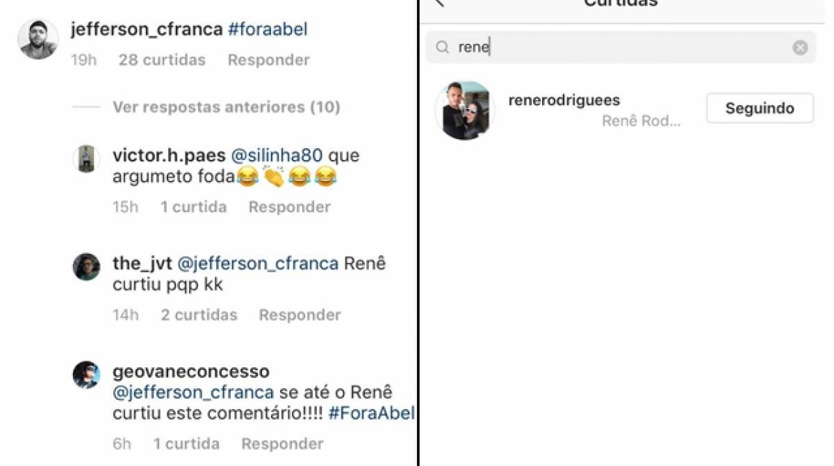 Renê curte comentário pedindo saída de Abel Braga