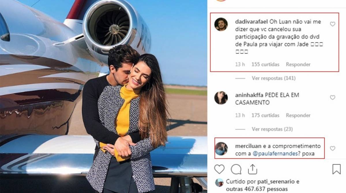 Luan Santana recebe cr&iacute;ticas dos f&atilde;s de Paula Fernandes