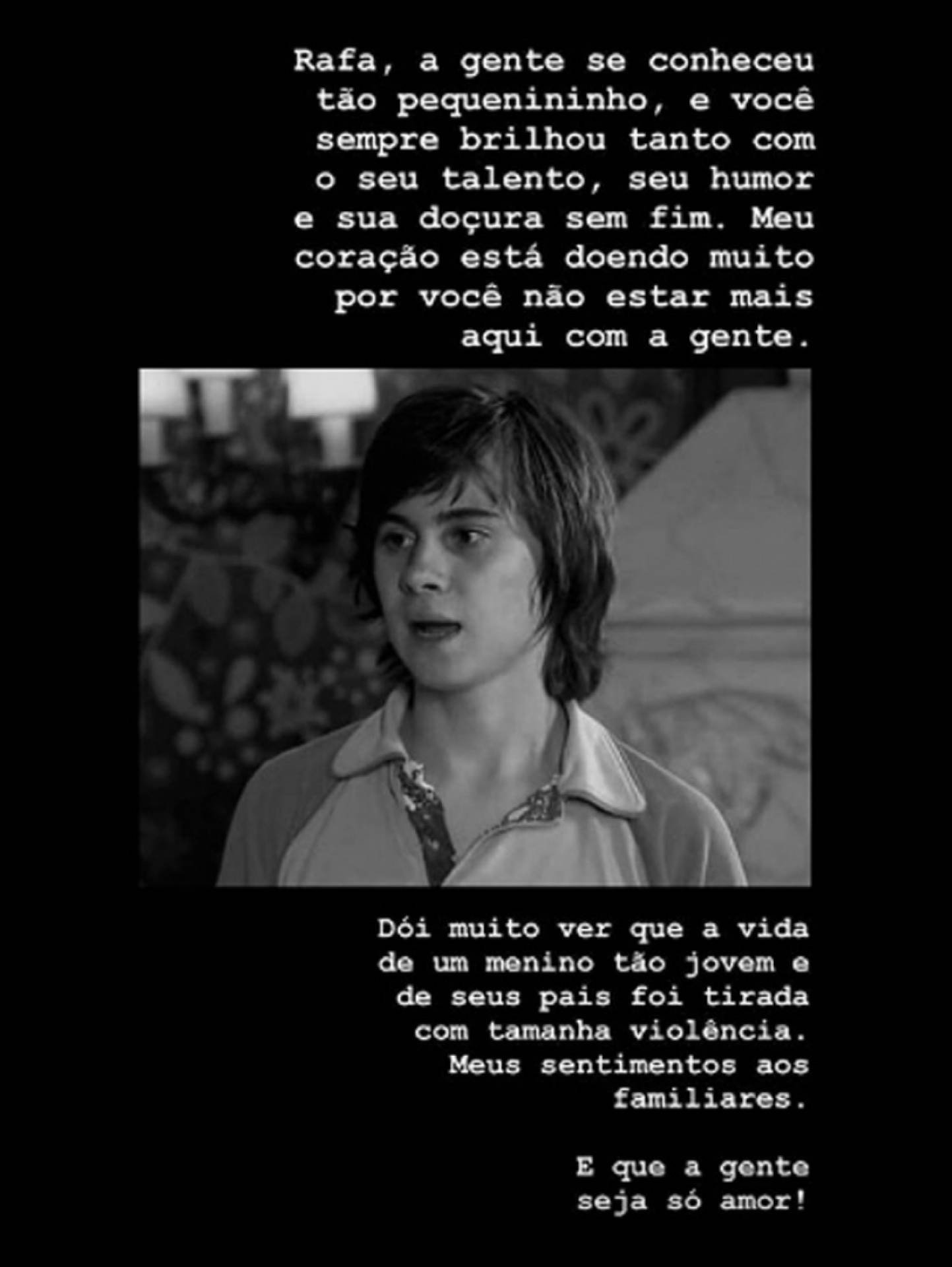 Giovanna Grigio lamenta morte de Rafael Miguel