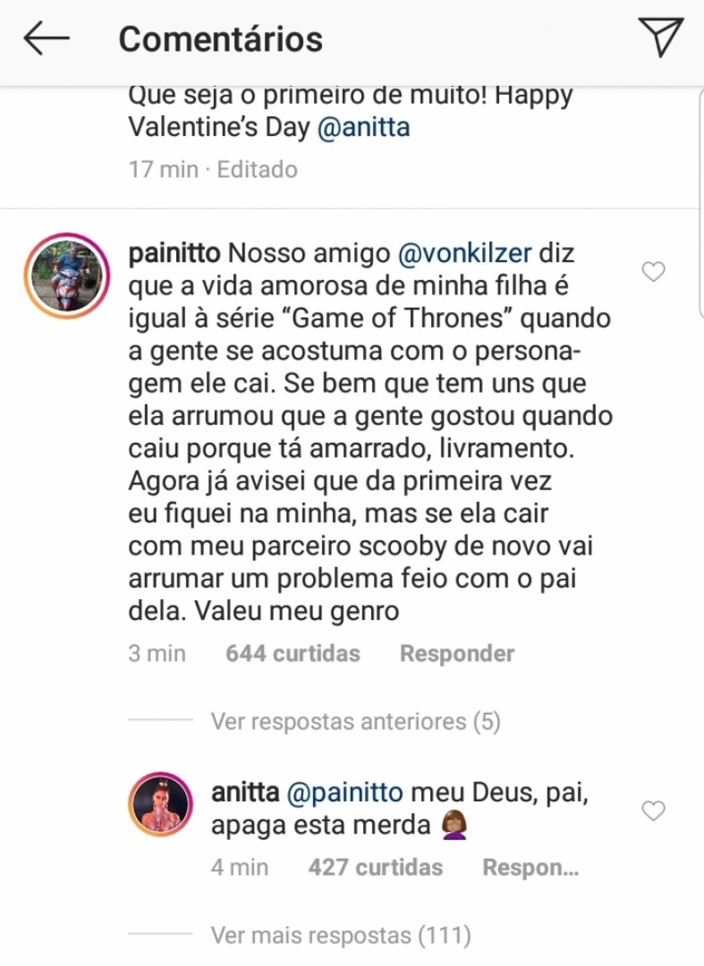 Mauro Machado, pai de Anitta, faz comentário inusitado em post de Pedro Scooby