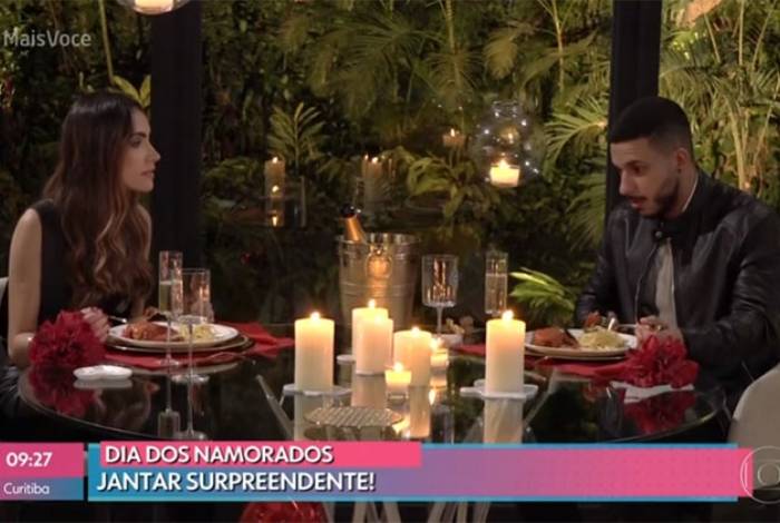 Nicole e Pedro: jantar romântico no 'Mais Você', da Globo, não dá muito certo e cria climão
