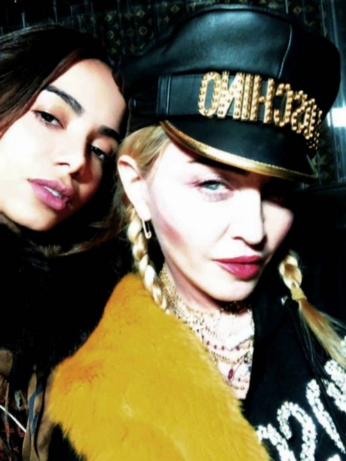 Anitta e Madonna; abaixo, meme das cantoras criado pelos fãs
