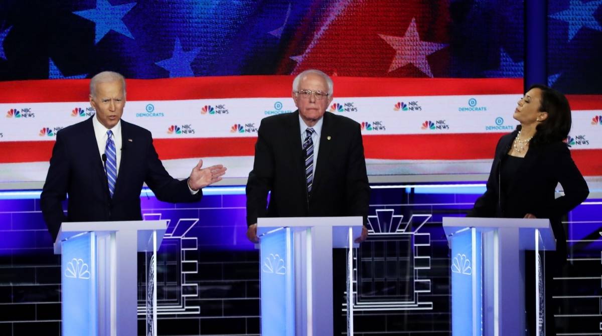 Pré-candidatos do Partido Democrata para 2020: Joe Biden, Bernie Sanders e Kamala Harris - AFP