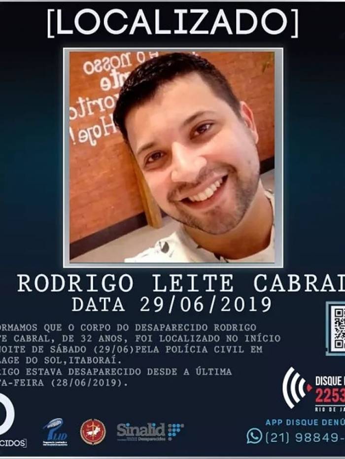 Cartaz do Disque Denúncia que foi divulgado após o desaparecimento de Rodrigo Leite Cabral