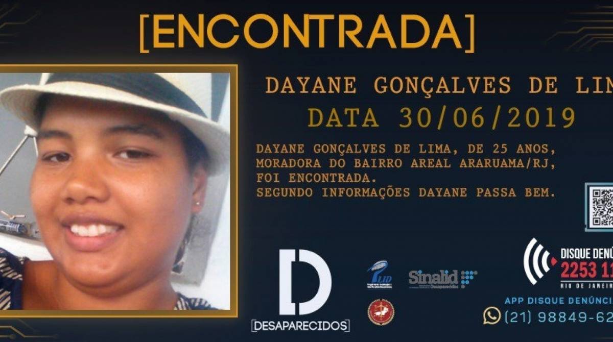 Jovem &eacute; encontrada ap&oacute;s sumir em Araruama - Disque Den&uacute;ncia