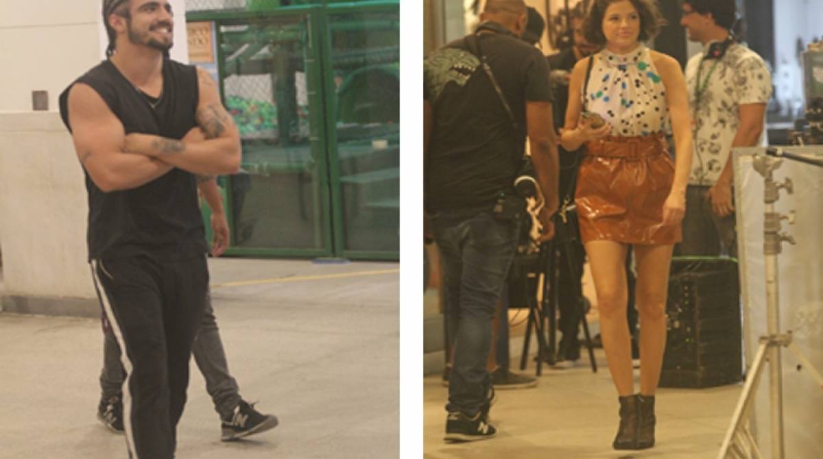Caio Castro e Aghata Moreira gravam cenas da novela 'A Dona do Pedaço' no Fashion Mall