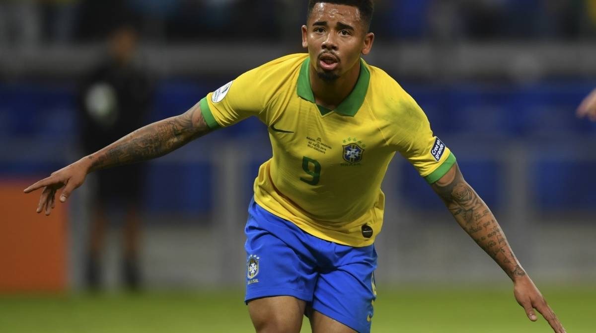 Brazil's Gabriel Jesus celebrates after scoring against Argentina during their Copa America football tournament semi-final match at the Mineirao Stadium in Belo Horizonte, Brazil, on July 2, 2019