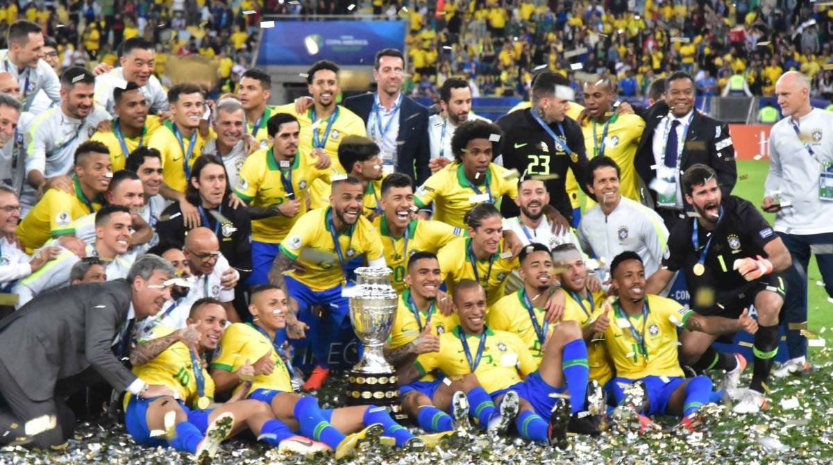 Com o Maracan&atilde; lotado, Brasil celebra a conquista da Copa Am&eacute;rica de 2019 na final contra o Peru - Eduardo Carmim/Parceiro/Ag&ecirc;ncia O Dia