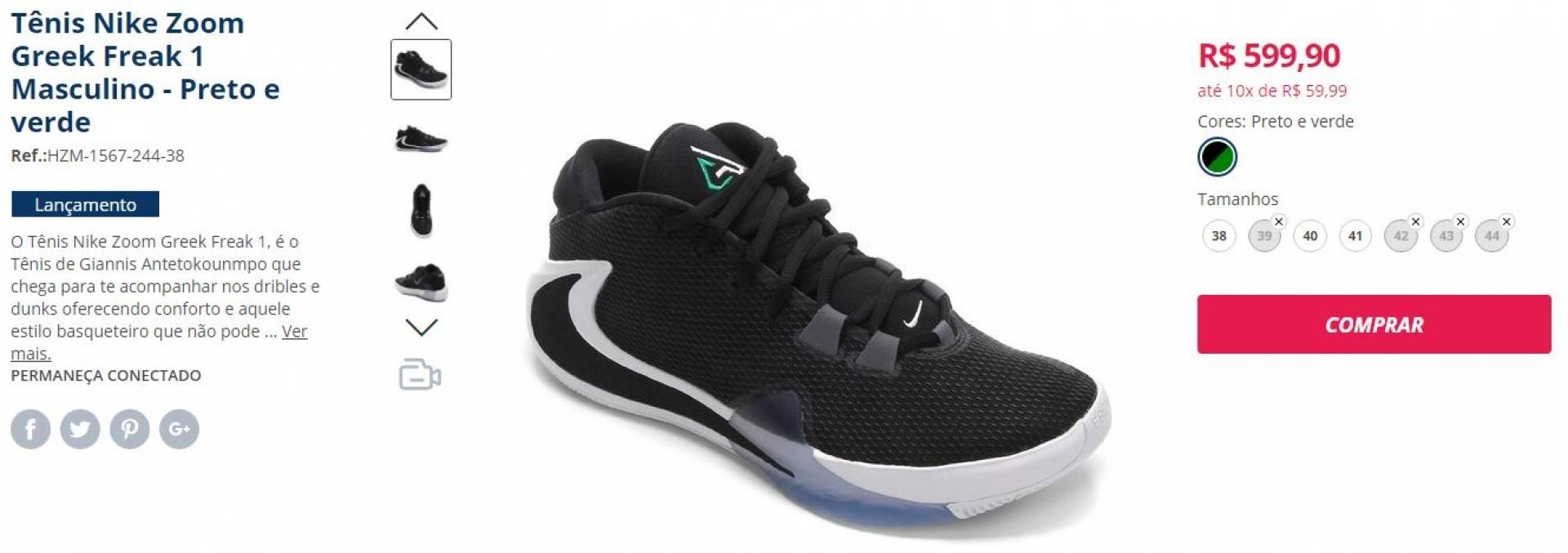 Tênis Nike Zoom Greek Freak 1