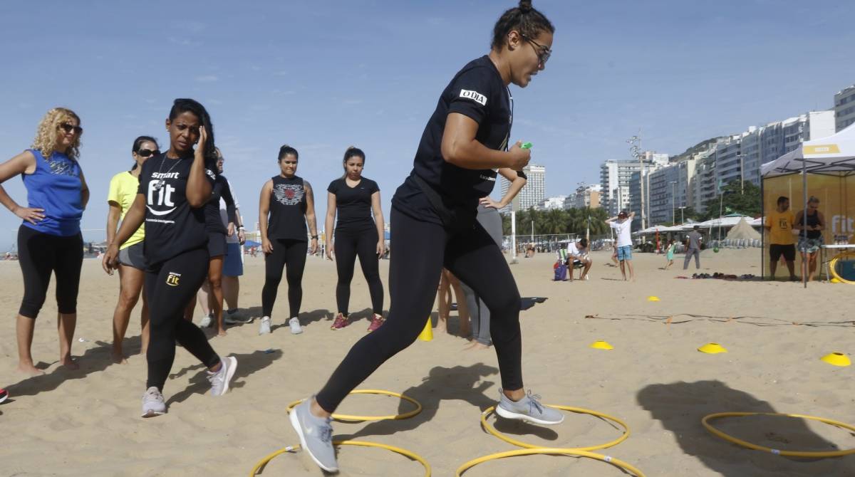 Rio de Janeiro - RJ  - 20/07/2019 - O Dia / Smart Fit - Evento O Dia / Smart Fit, na manha de hoje, na Praia de Copacabana, zona sul do Rio - foto: Reginaldo Pimenta / Agencia O Dia