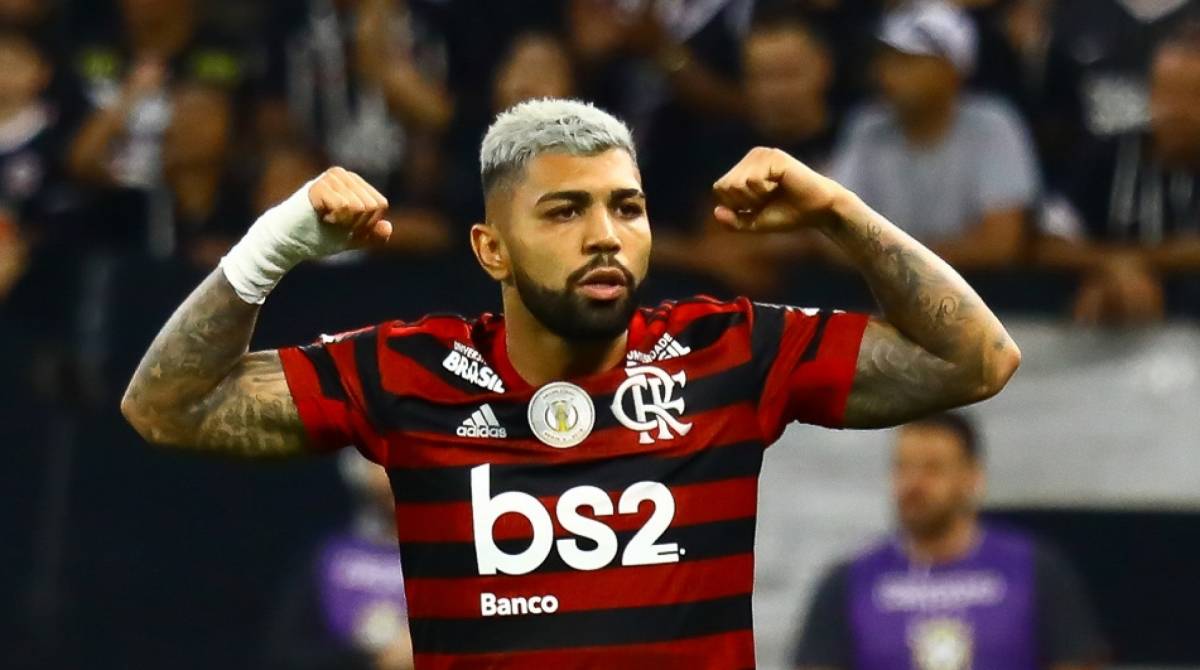 SP - BRASILEIR&Atilde;O/CORINTHIANS X FLAMENGO - ESPORTES - Gabriel, do Flamengo, durante partida contra Corinthians, v&aacute;lida pela 11&ordf; rodada do Campeonato Brasileiro 2019, na Arena Corinthians, na zona leste de S&atilde;o Paulo, na tarde deste domingo (21). O jogo terminou 1 a 1. 