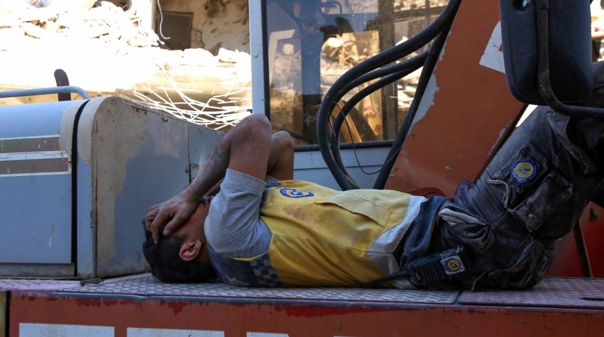 Ataques aéreos na província de Idlib, noroeste da Síria