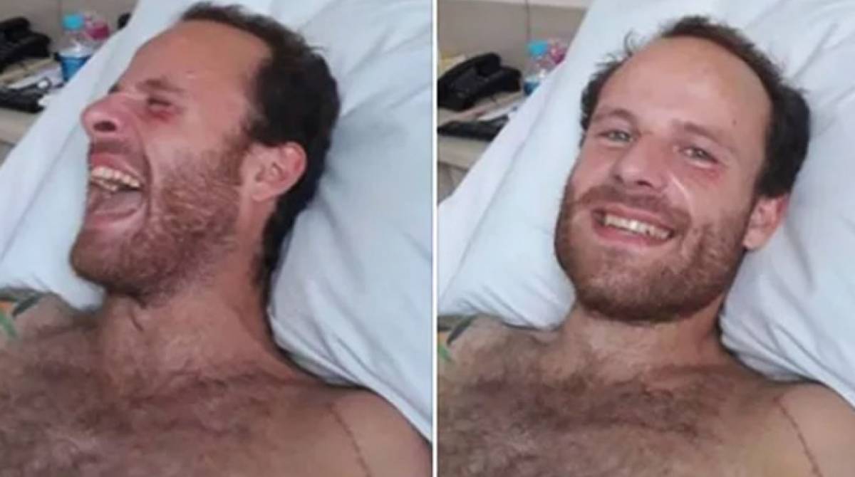 Vitor Morosini quando esteve internado no hospital