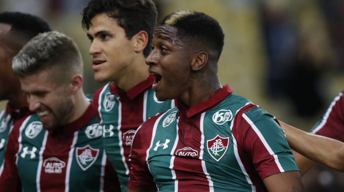 Yony comemora o primeiro gol do Fluminense - Reginaldo Pimenta / Agencia O Dia