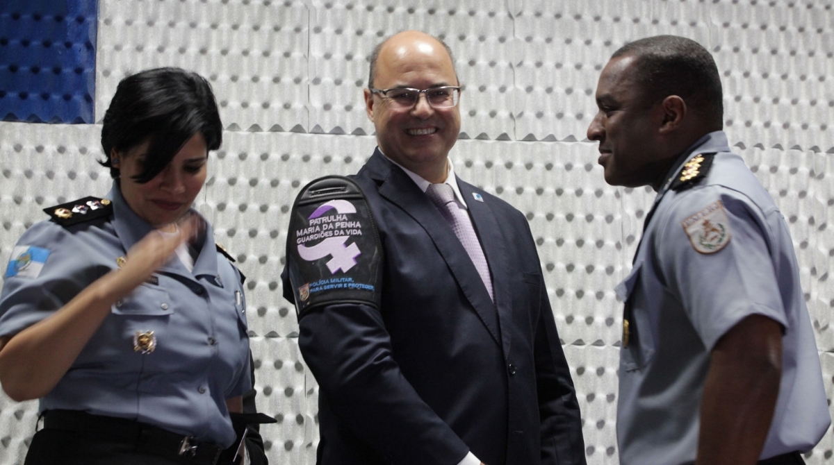 Governador Wilson Witzel em cerim&ocirc;nia de lan&ccedil;amento da Patrulha Maria da Penha, Guardi&otilde;es da Vida, no Centro do Rio - Ricardo Cassiano/Ag&ecirc;ncia O Dia