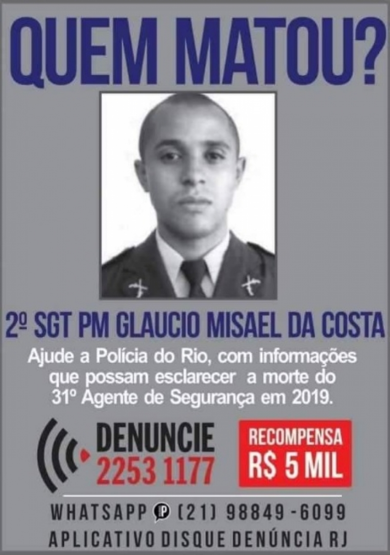 Disque-Denúncia está atrás de criminosos que teriam matado sargento da PM nesta quinta-feira - Disque-Denúncia / Divulgação