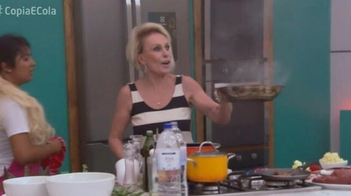 Ana Maria Braga segura frigideira queimada enquanto dança 'É o Tchan' - Reprodução/TV Globo