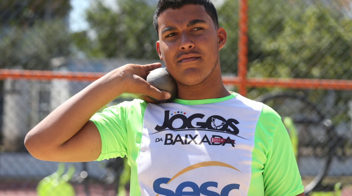 Rio,18/08/2019-NOVA IGUA&Ccedil;U-BAIXADA-Comercial; XXII Jogos da Baixada, Arremesso de peso masculino sub 14. Na foto, Jo&atilde;o Victor .Foto: Cl&eacute;ber Mendes/Ag&ecirc;ncia O Dia