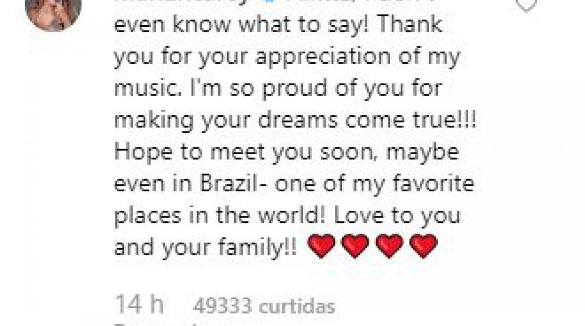 Mariah Carey responde postagem de Anitta 