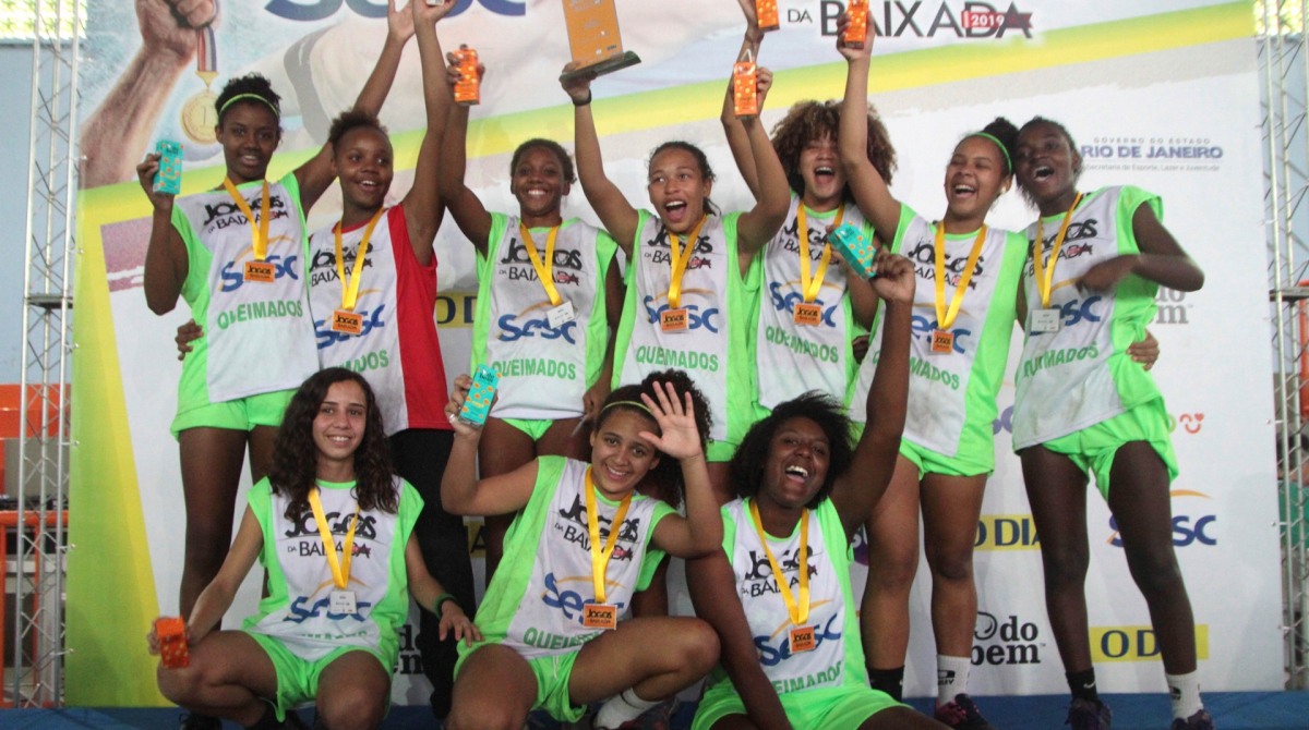 Rio,24/08/2019 - Nova IguaÃ§u. Baixada. Comercial. XXII Jogos da Baixada. Final Handebol Feminino. Equipes Duque de Caxias e Queimados.Foto: Fernanda Dias / AgÃªncia O Dia.