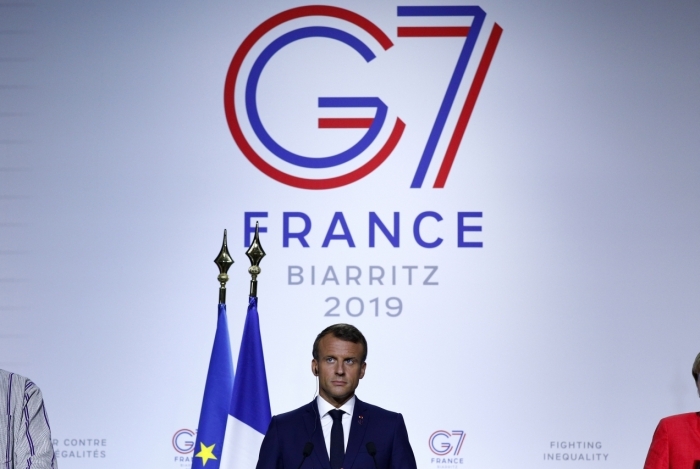Emmanuel Macron no encontro do G-7, em Biarritz