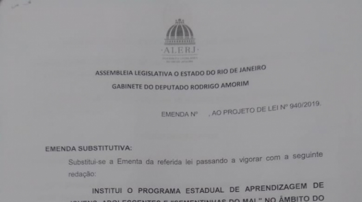Emenda do deputado Rodrigo Amorim - Reprodução
