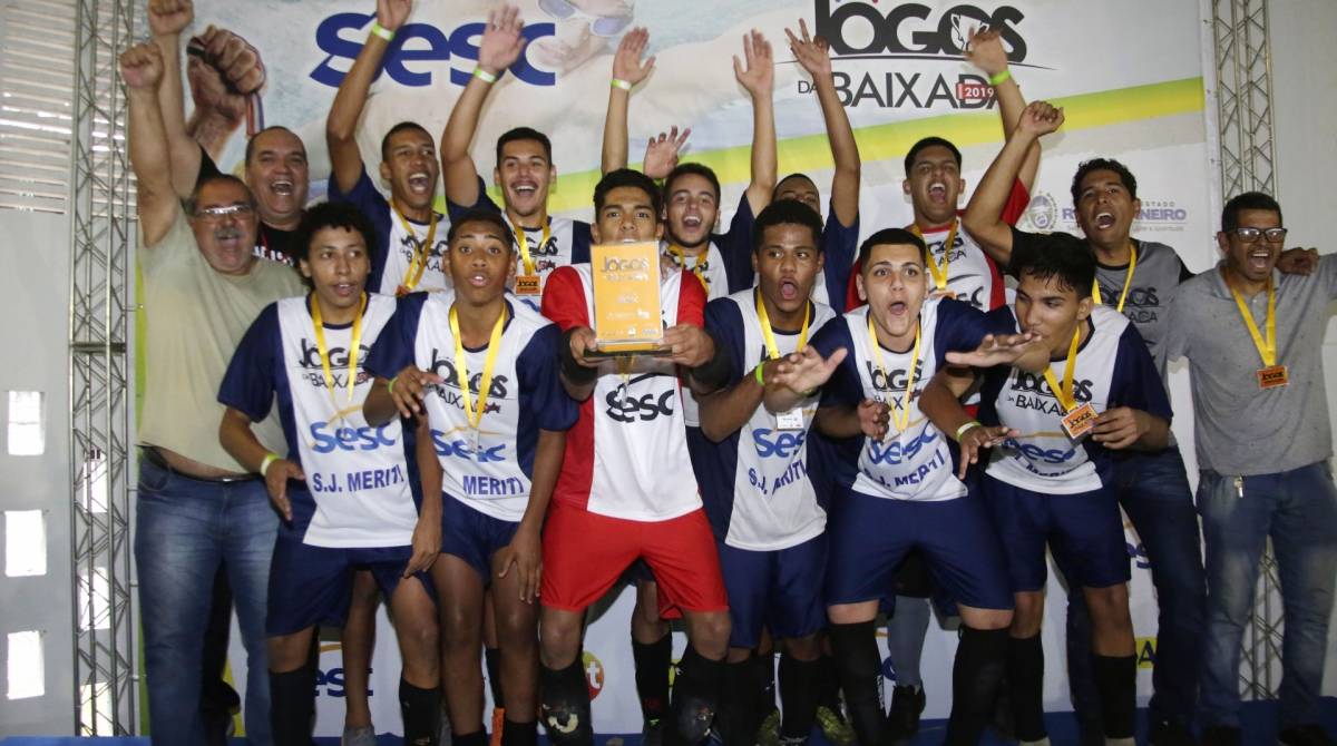 Rio,01/09/2019 -Magé. Baixada. Comercial. XXII Jogos da Baixada. Futsal Masculino sub 17.Equipe campeã São João de Meriti.Foto: Fernanda Dias / Agência O Dia.