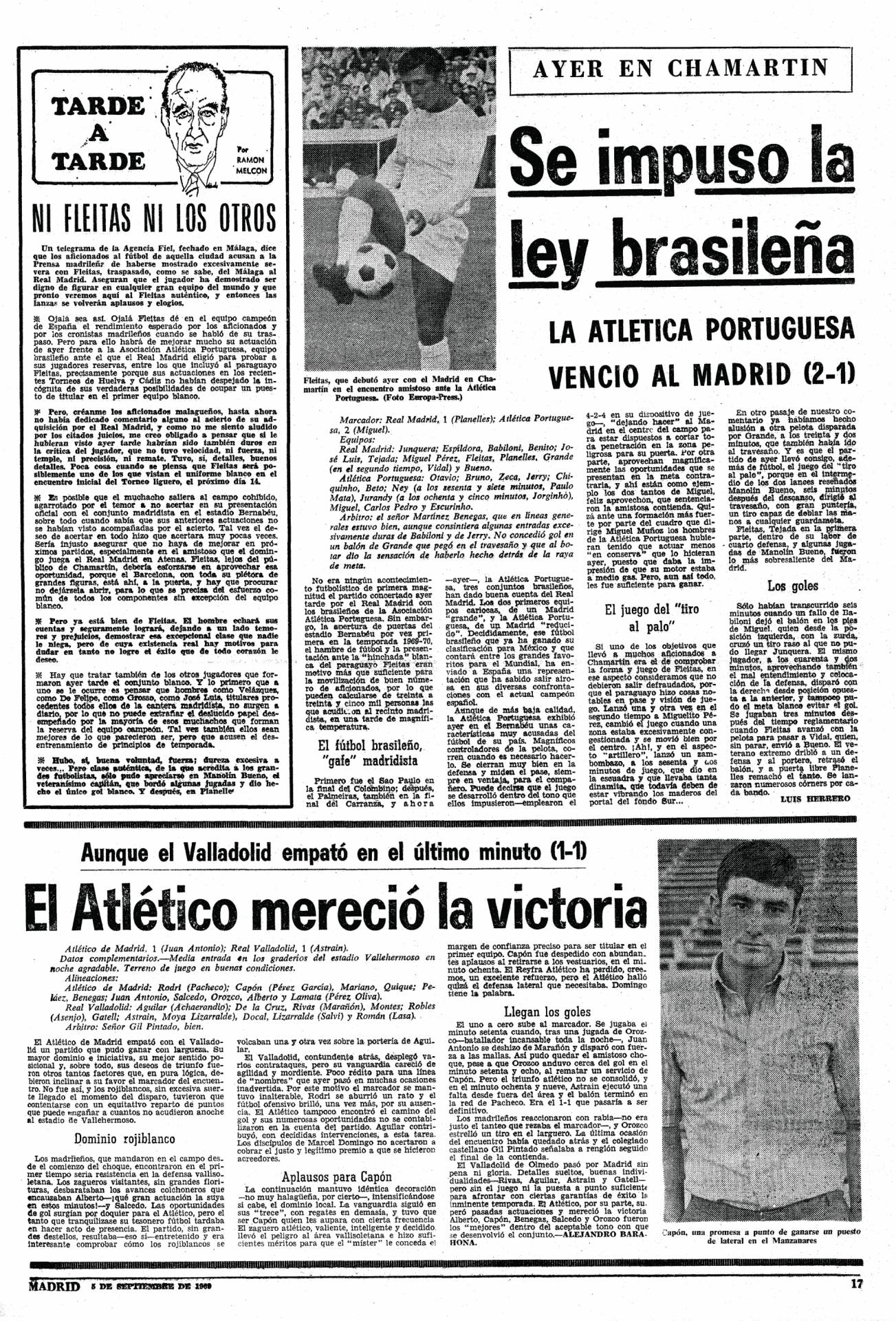 Jornal Madrid contou a hist&oacute;ria da vit&oacute;ria da Portuguesa sobre o Real