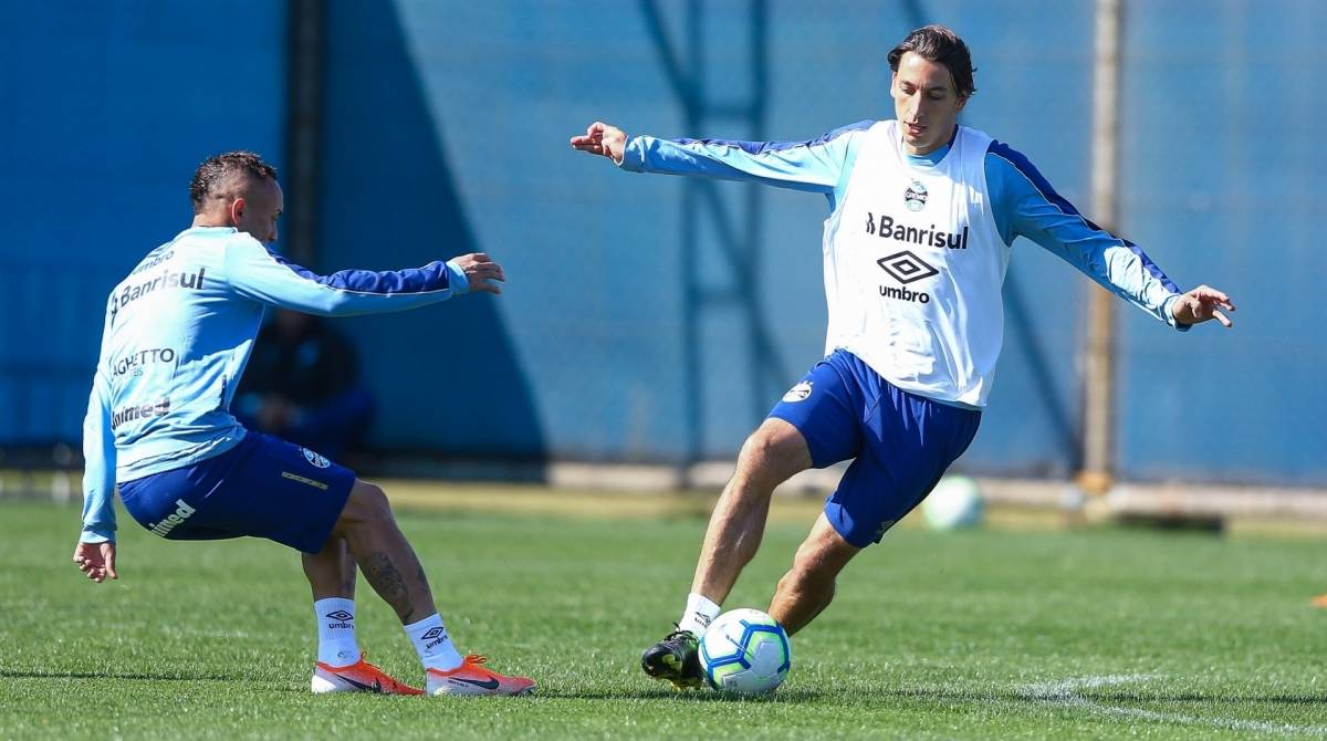 RS - FUTEBOL/TREINO GREMIO  - ESPORTES - Jogadores do Gremio realizam treino durante a manha desta terca-feira, na preparação para a Copa do Brasil 2019. FOTO: LUCAS UEBEL/GREMIO FBPA - Lucas Uebel/Gremio FBPA