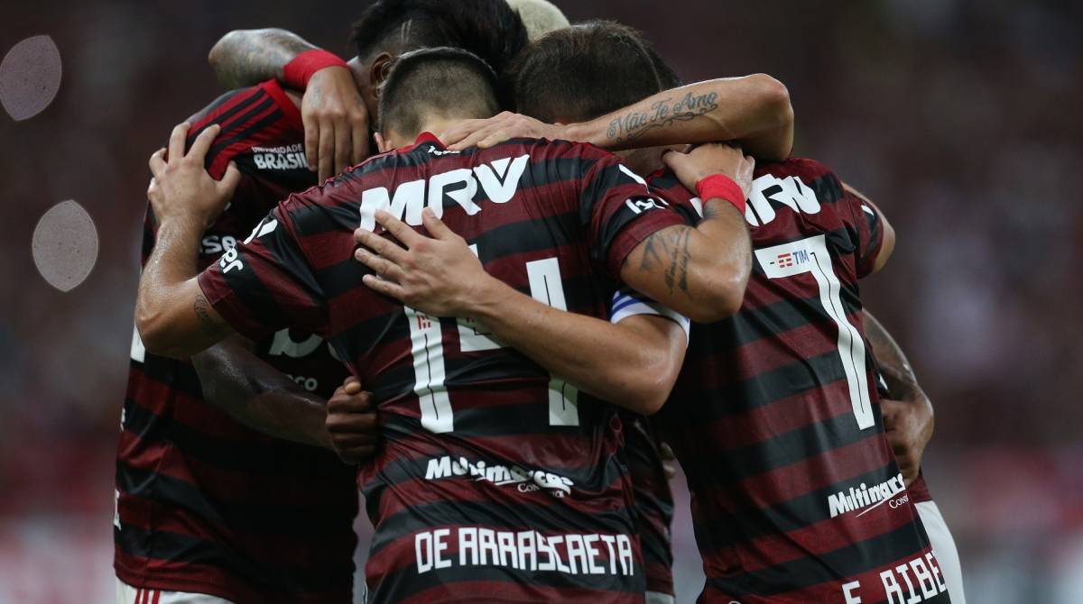 Cena comum para o Flamengo em 2019: jogadores festejando mais um um gol - Daniel Castelo Branco