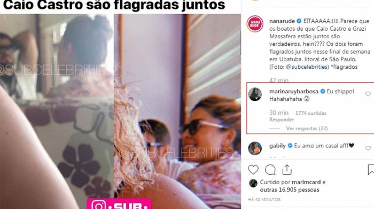 Marina Ruy Barbosa \'shippa\' o casal